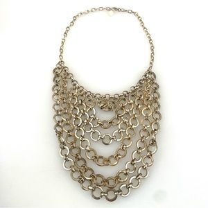 EXPRESS Gold Link Multi Strand Bib Necklace